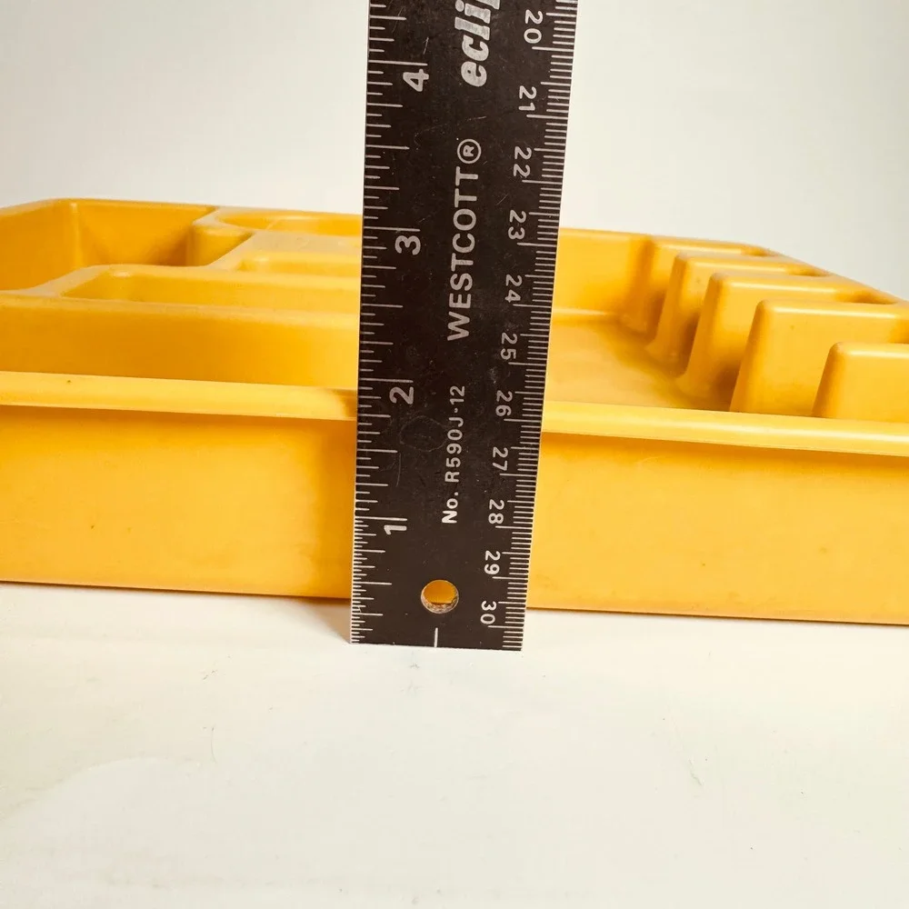 Vintage Rubbermaid Silverware Drawer Organizer Yellow Harvest Gold Plastic Tray